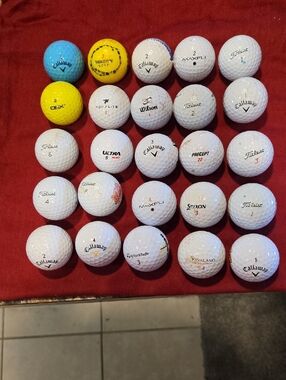 25 Mixed Brand White Golf Balls - Callaway, Titleist, Wilson, Srixon & More